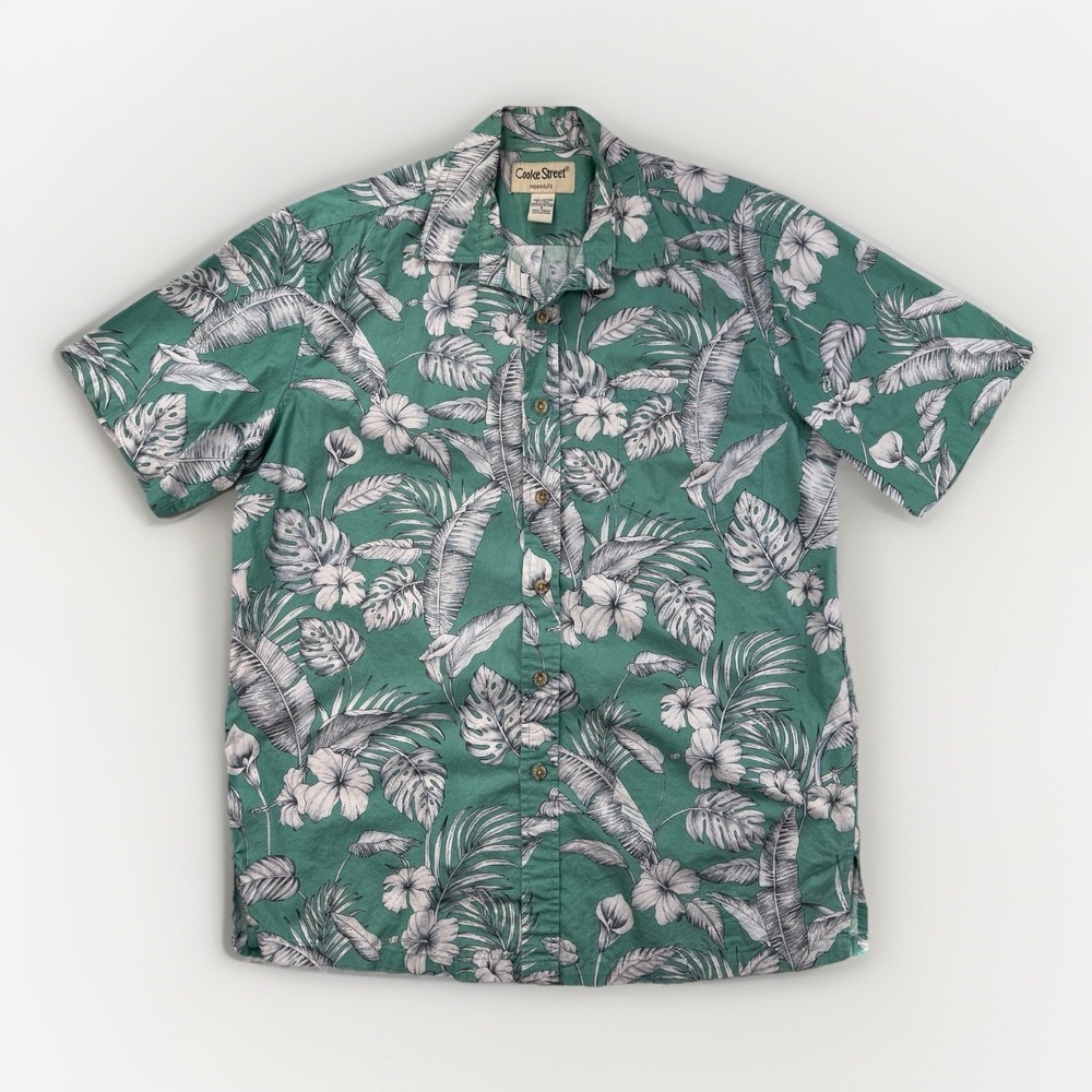 Cooke Street Honolulu‎ Hawaiian Aloha Shirt Mens S Green Floral Tropical Resort